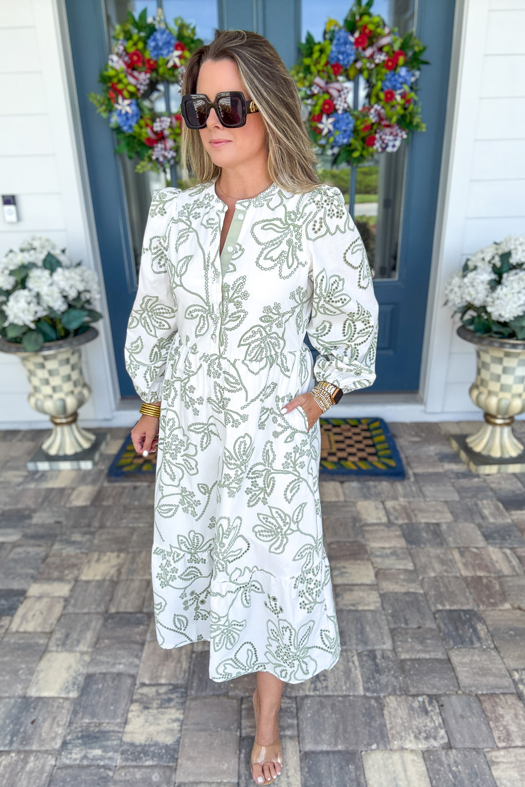 Mary Square: Riley Dress - Lacecap White