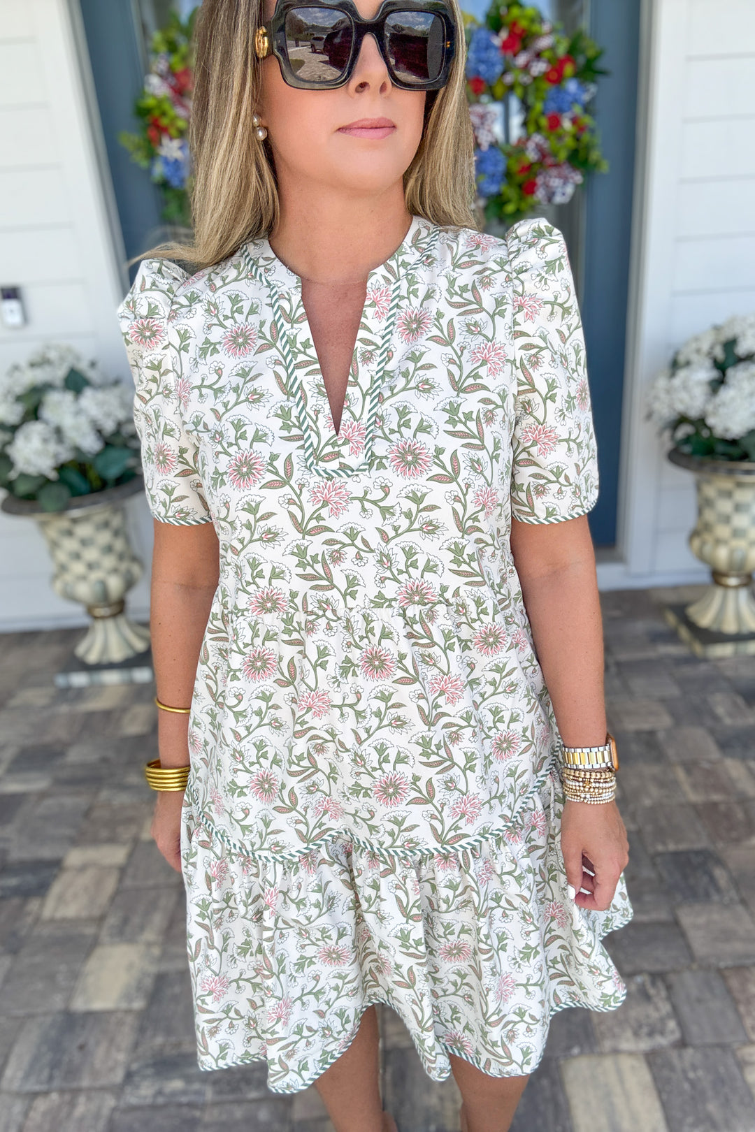 Mary Square: Adelyn Dress - Thistle Vines Sand