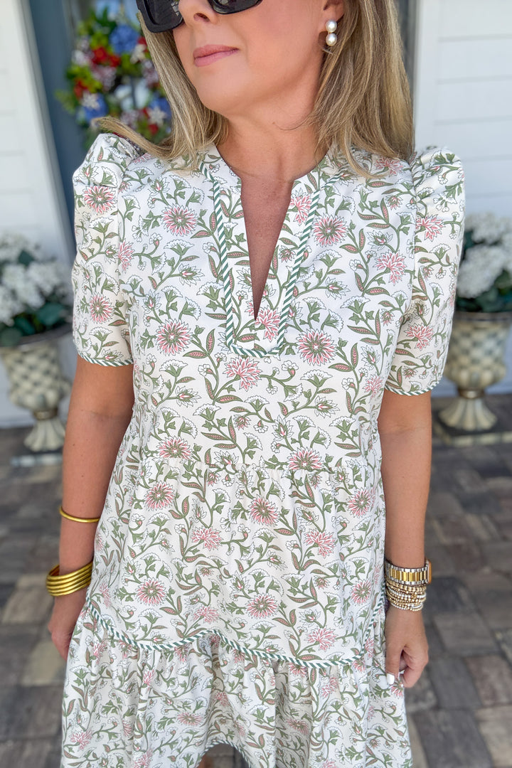 Mary Square: Adelyn Dress - Thistle Vines Sand