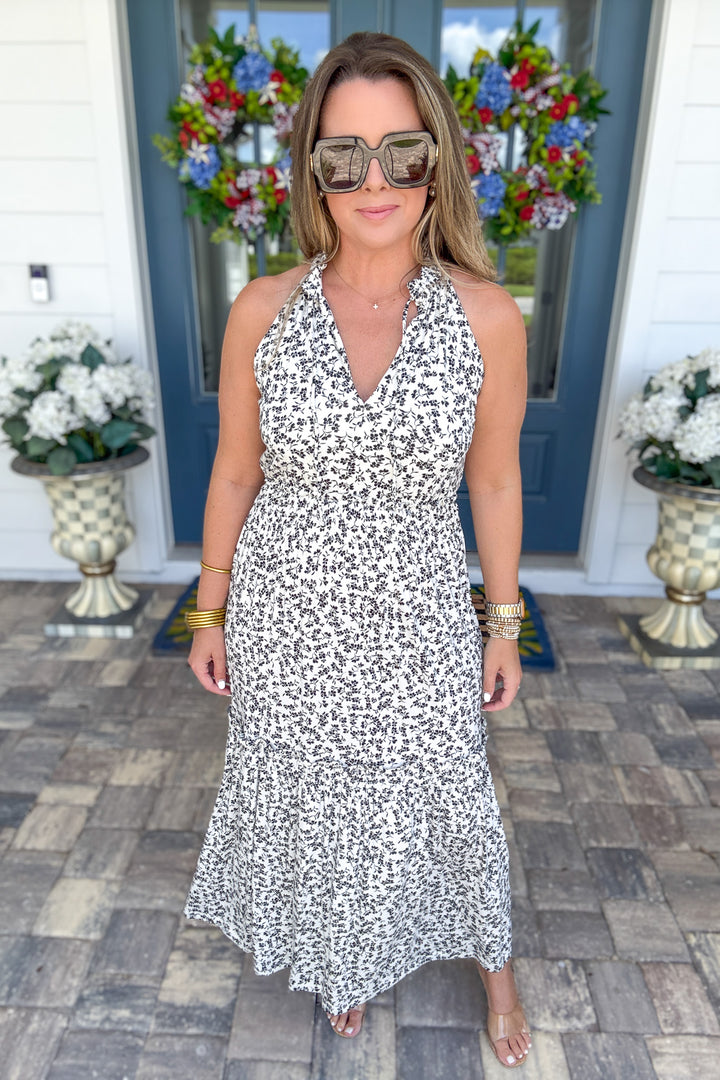 Z Supply: Rhea Gia Ditsy Midi Dress - Sandstone