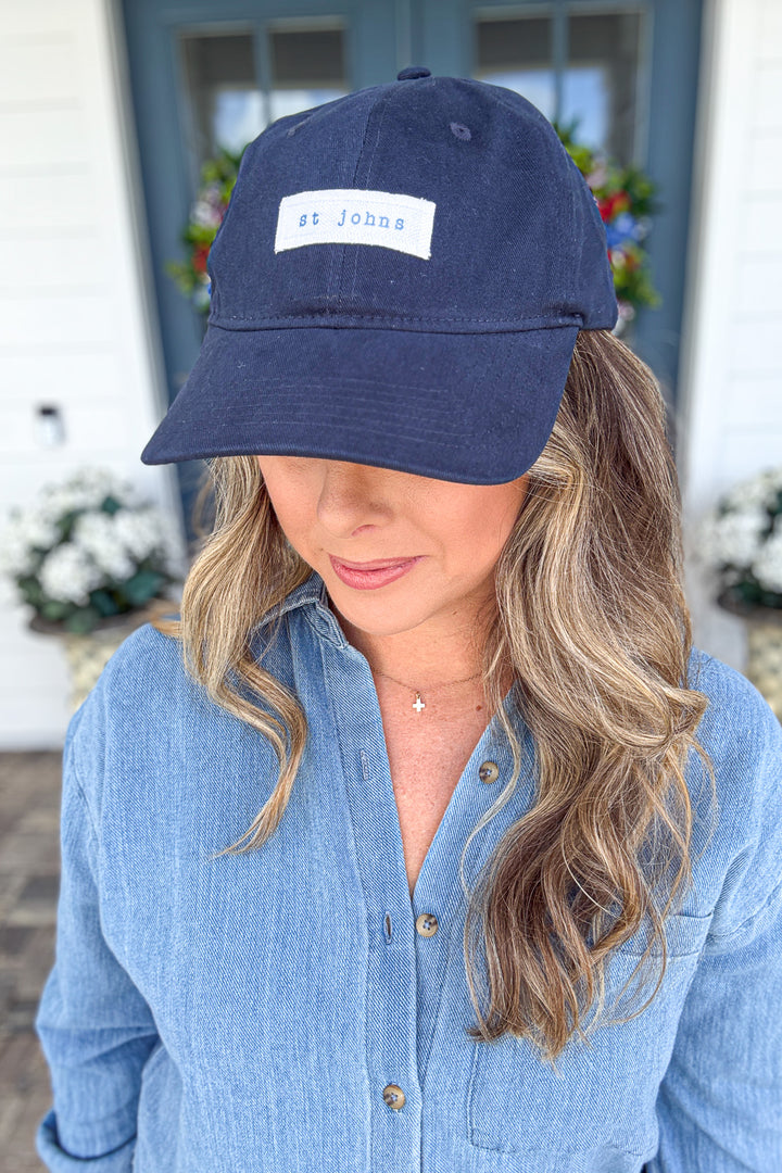 st johns Custom Hand Stamped Baseball Cap - navy