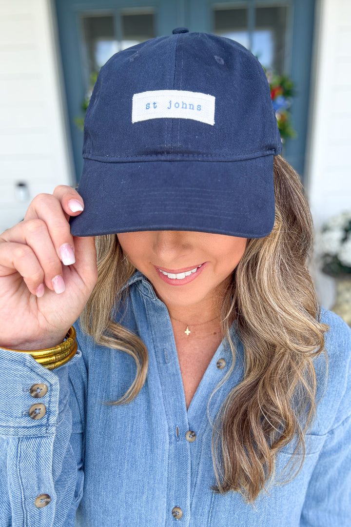 st johns Custom Hand Stamped Baseball Cap - navy