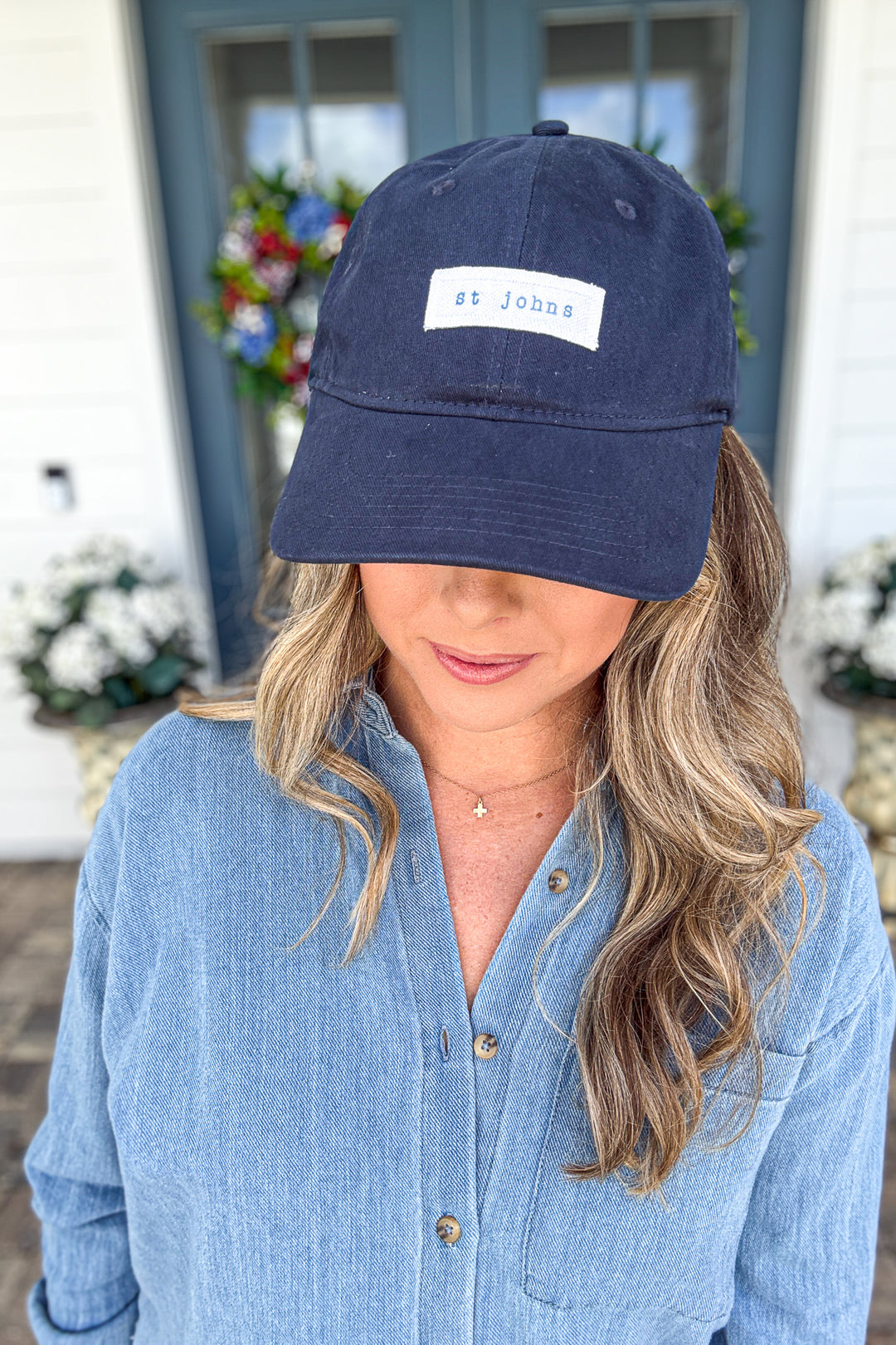 st johns Custom Hand Stamped Baseball Cap - navy