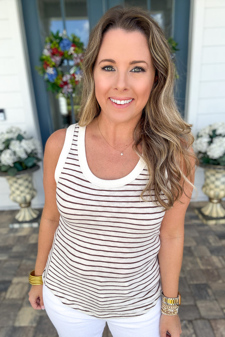 Z Supply: The Perfect Striped Tank - Sandalwood