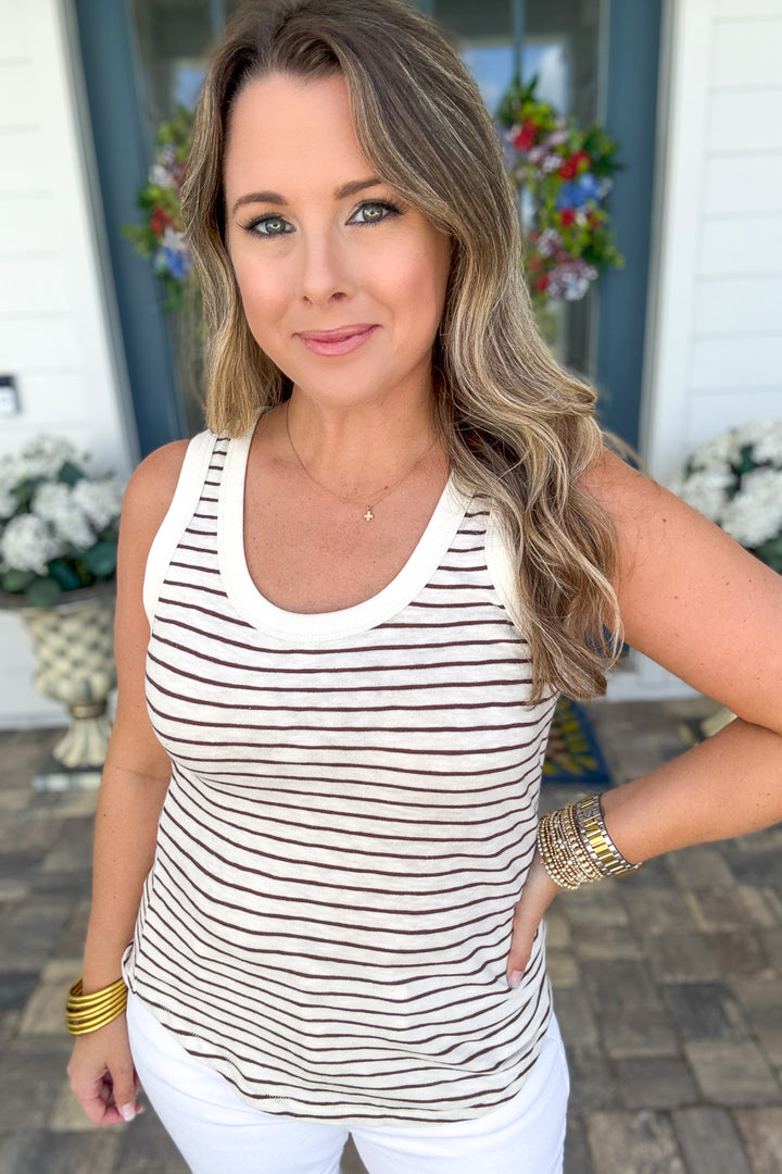 Z Supply: The Perfect Striped Tank - Sandalwood