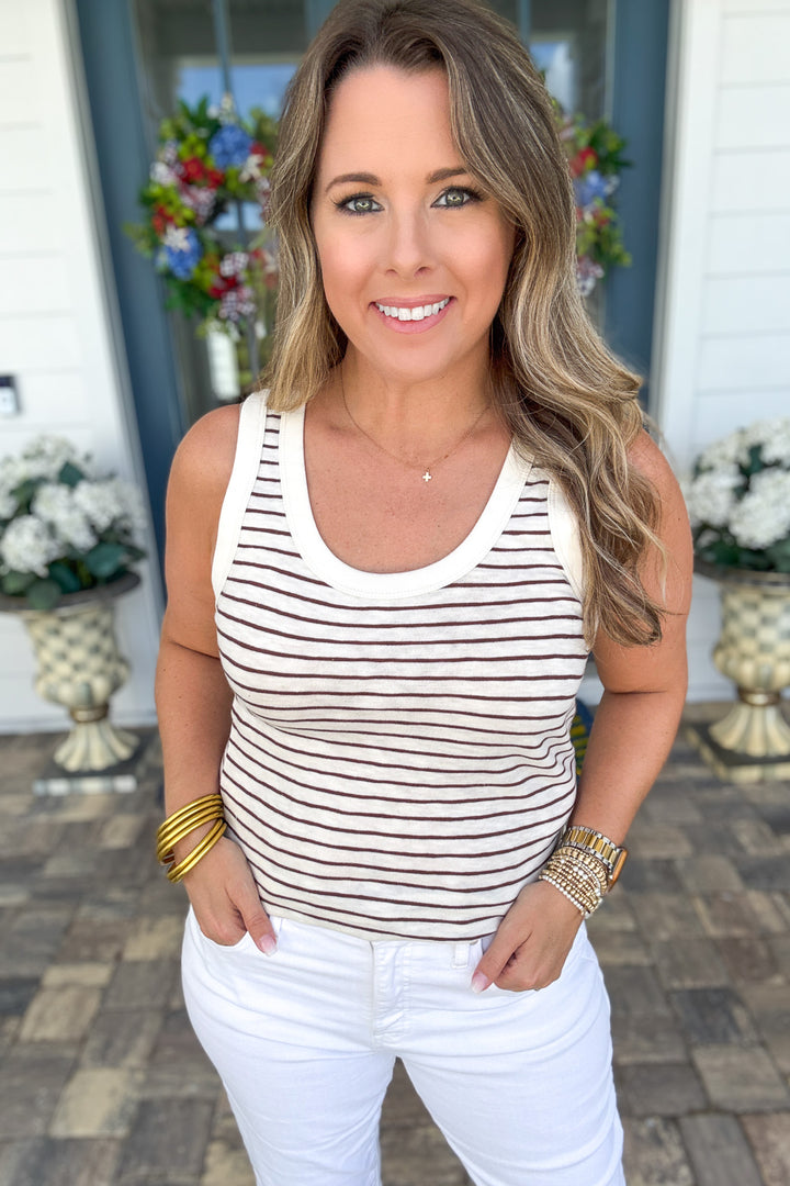 Z Supply: The Perfect Striped Tank - Sandalwood