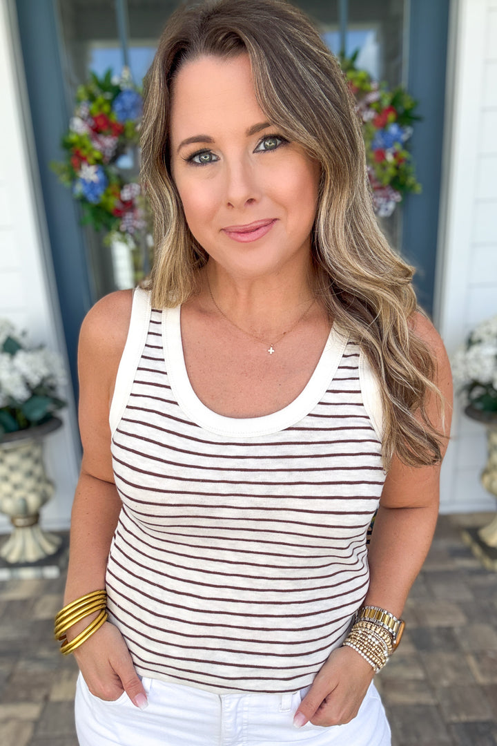 Z Supply: The Perfect Striped Tank - Sandalwood