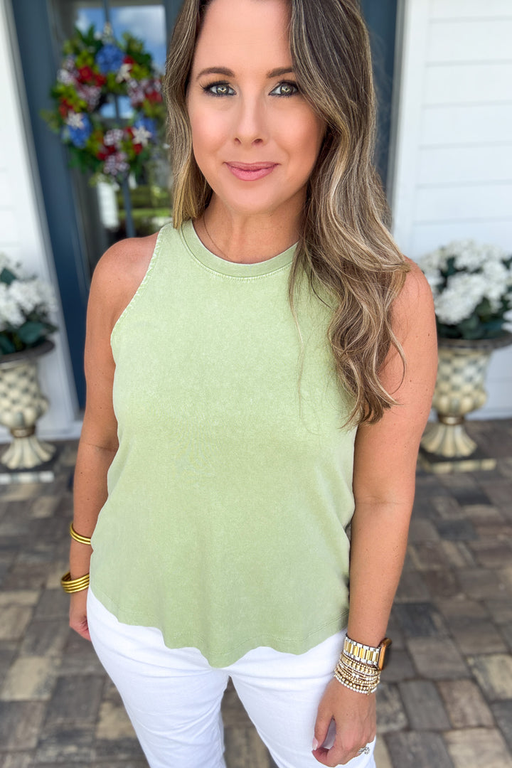 Casual Weekend Tank Top - Pale Olive