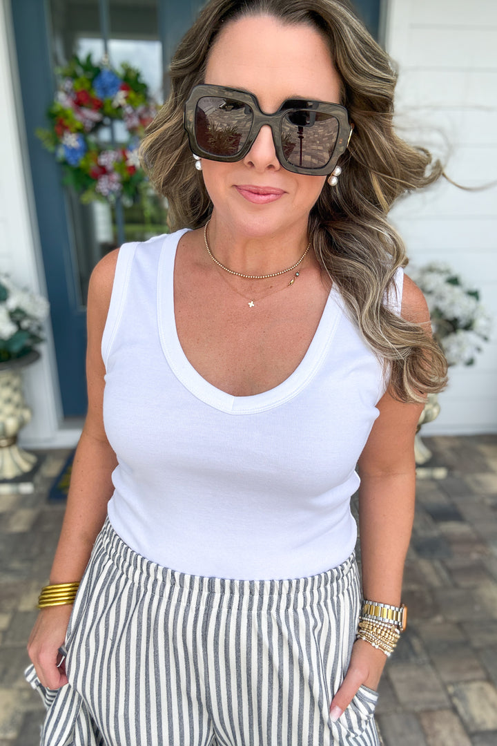 Z Supply: Ellie V Neck Tank - White