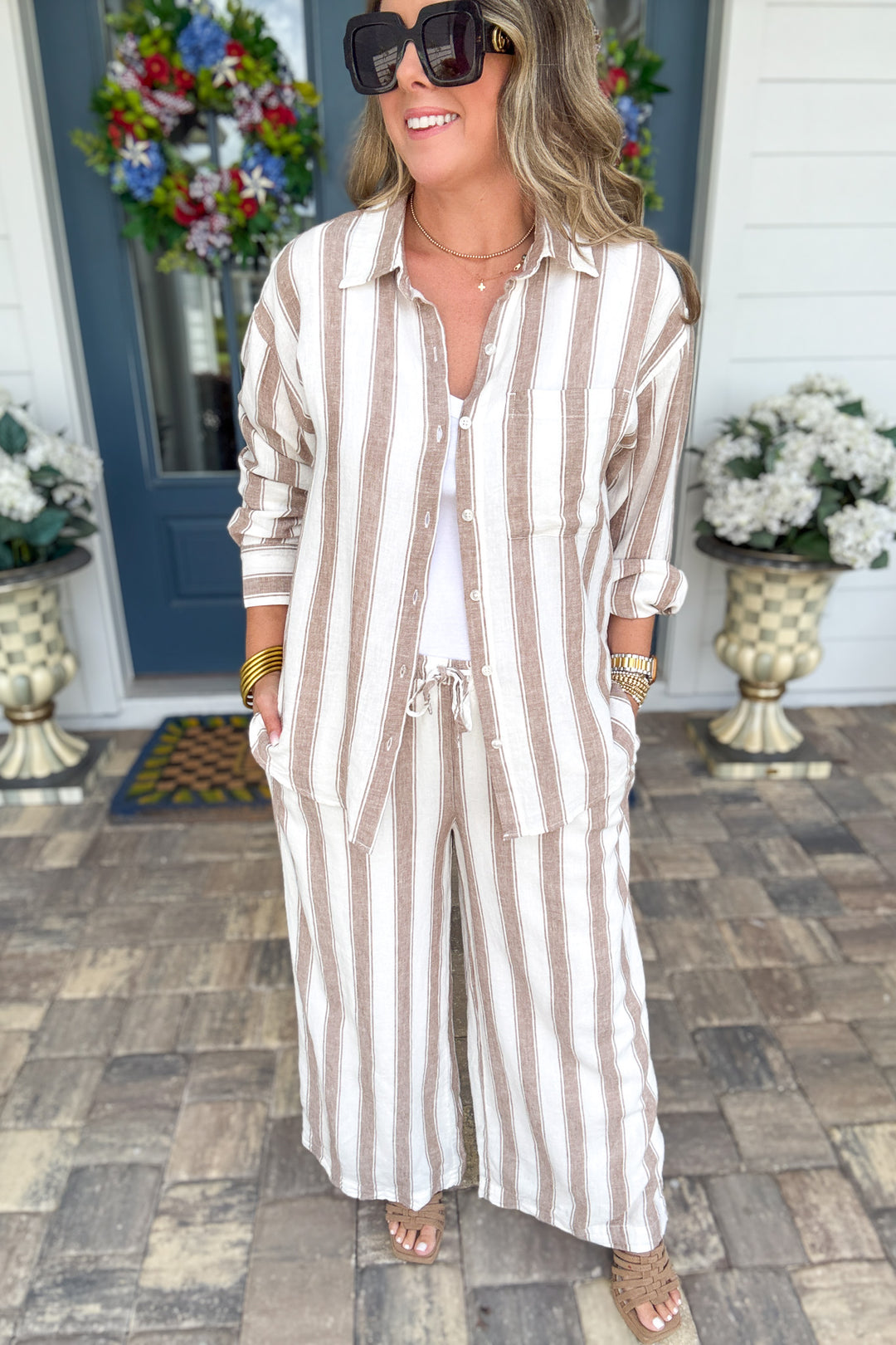 Z Supply: The Perfect Striped Pant - Light Toffee