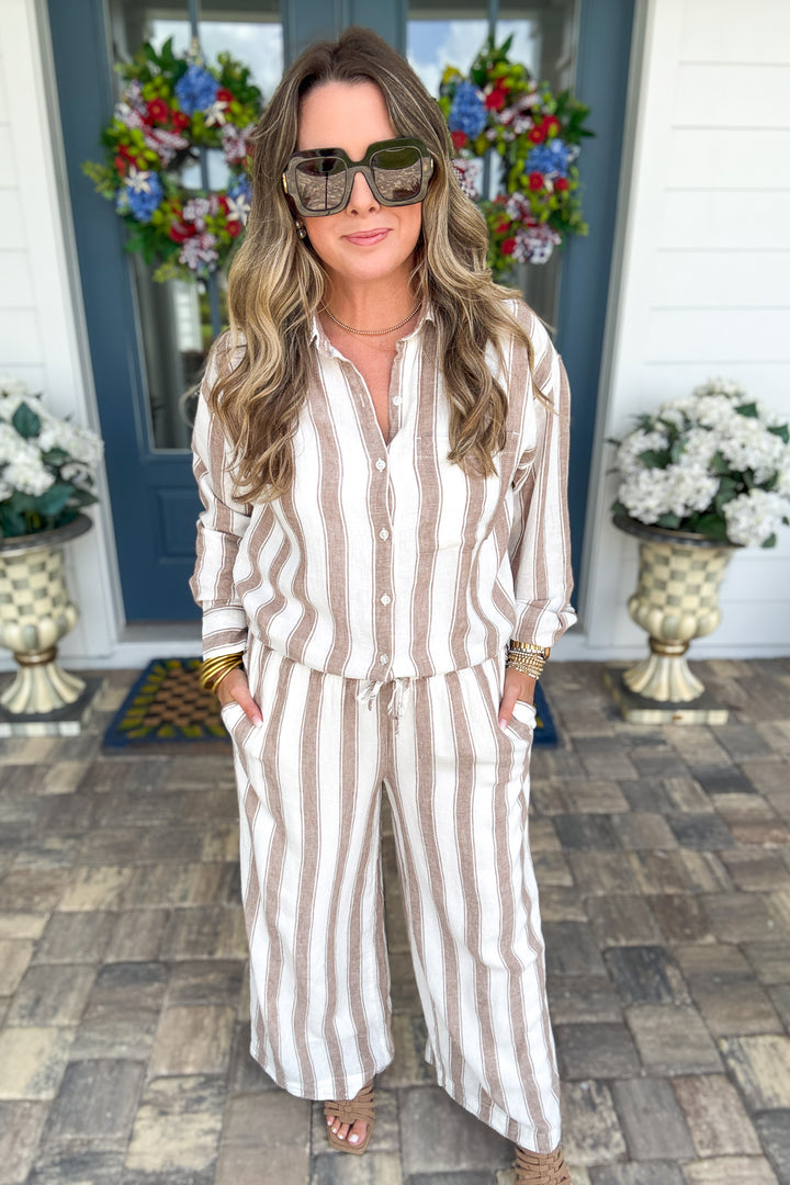 Z Supply: The Perfect Striped Pant - Light Toffee