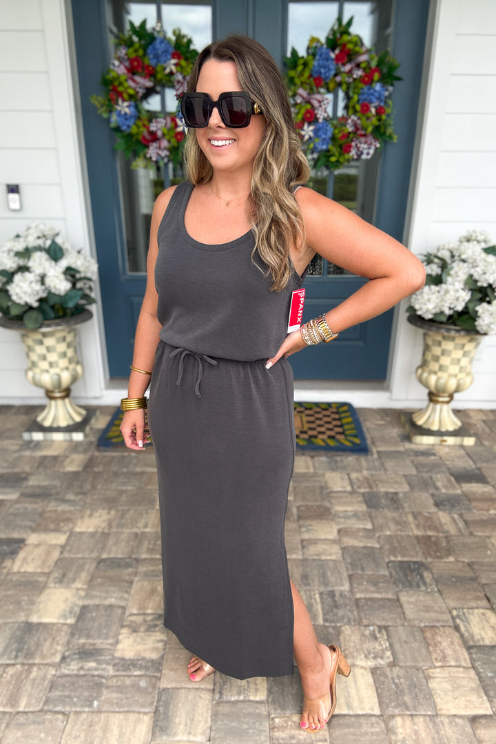 SPANX AirEssentials®: Sandwashed Cinched Maxi Tank Dress - Washed Graphite