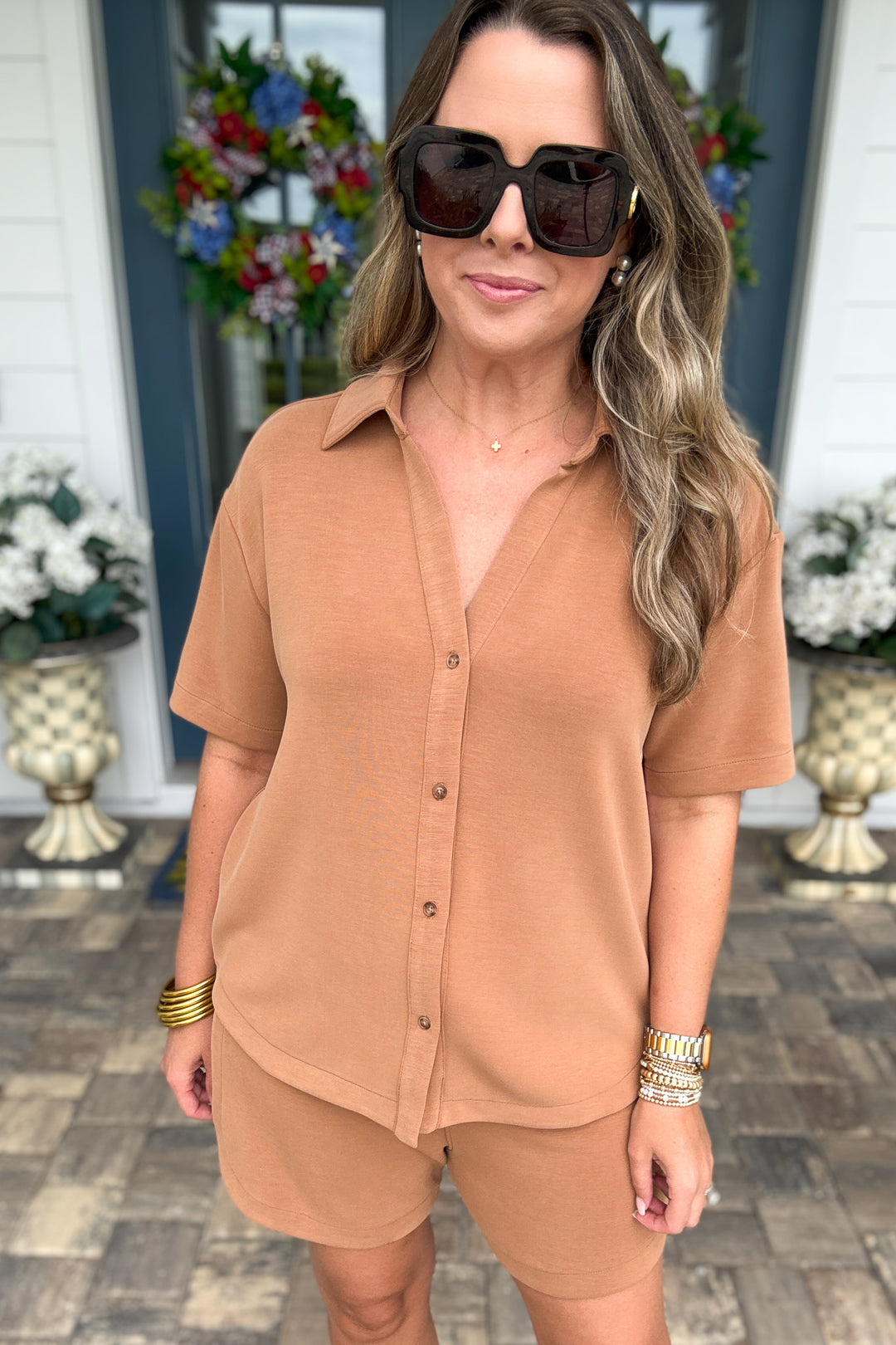 SPANX AirEssentials®: Sandwashed Button-Down Shirt - Maplewood