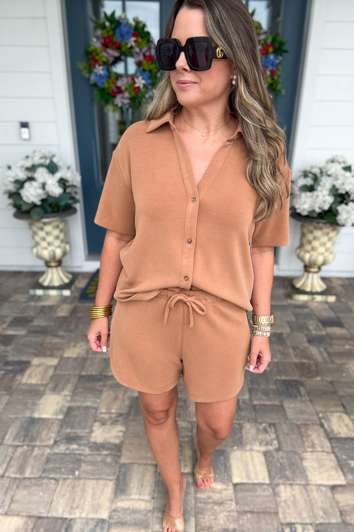 SPANX AirEssentials®: Sandwashed Short, 5"- Maplewood