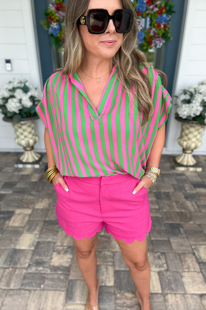 Pink Meets Green Stripe Top