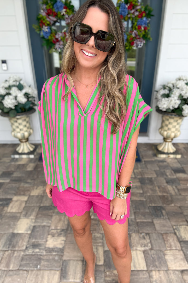 Pink Meets Green Stripe Top