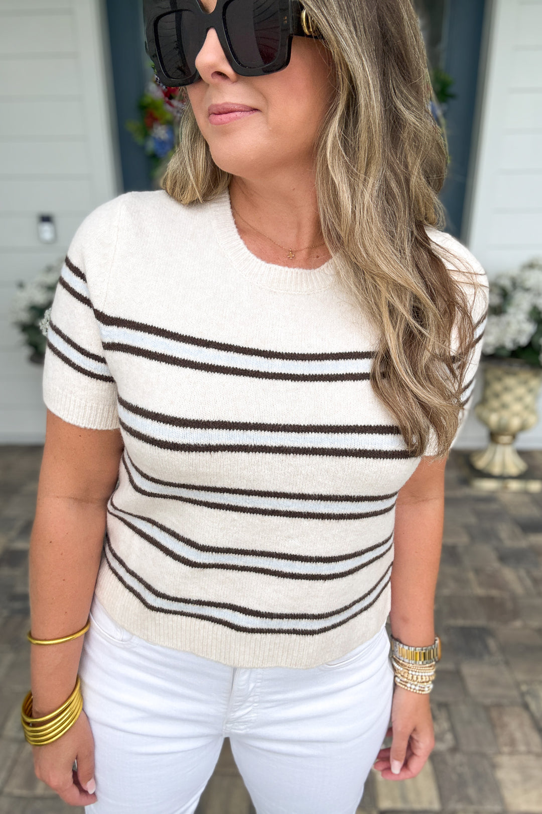 Z Supply: Gatewood Stripe Sweater Tee - Light Oatmeal Heather