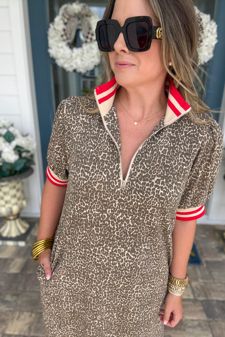 Leopard Quarter Zip Dress