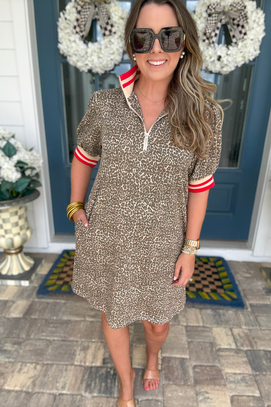 Leopard Quarter Zip Dress