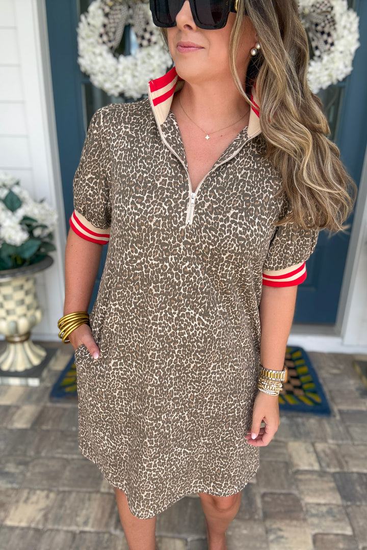 Leopard Quarter Zip Dress