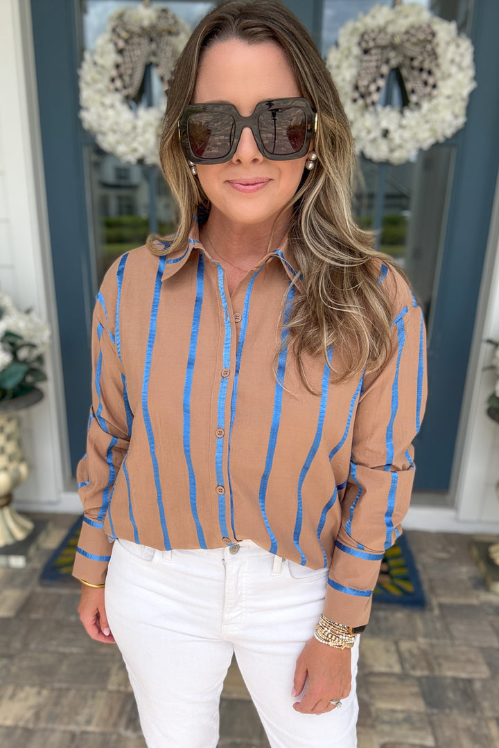 Stripe It Right Top - Mocha