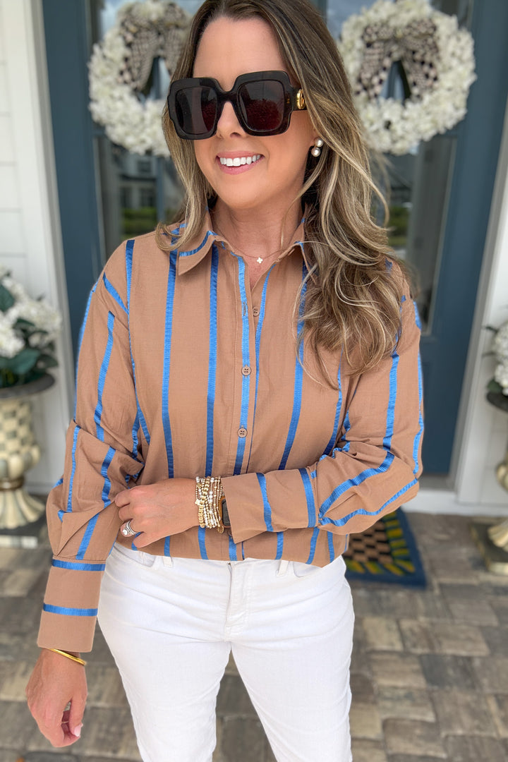 Stripe It Right Top - Mocha
