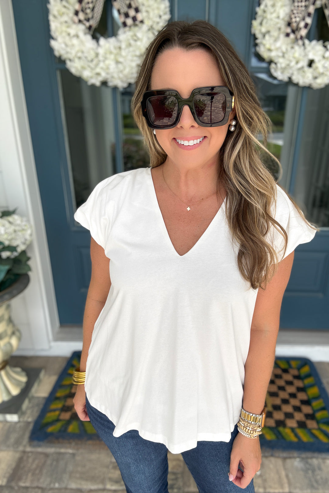 English Factory: V-neck Everyday Top - White