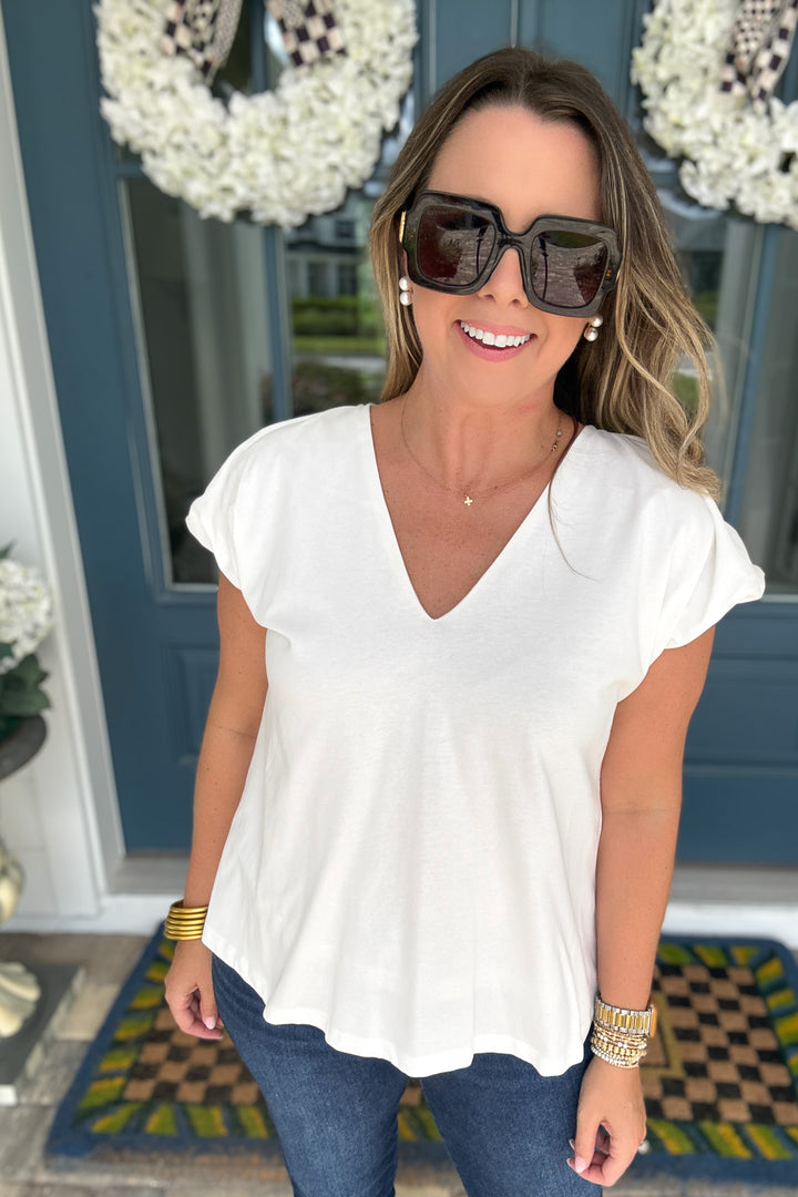 English Factory: V-neck Everyday Top - White