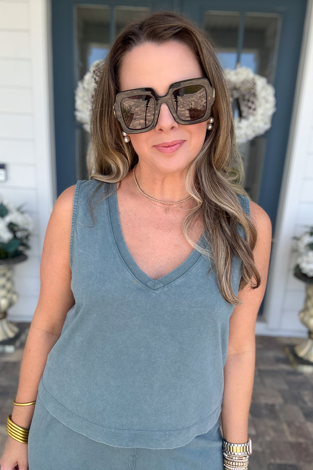 Z Supply: Sloane V-Neck Top - Emerald Cove