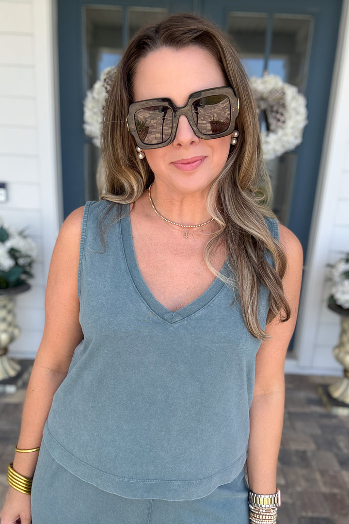 Z Supply: Sloane V-Neck Top - Emerald Cove