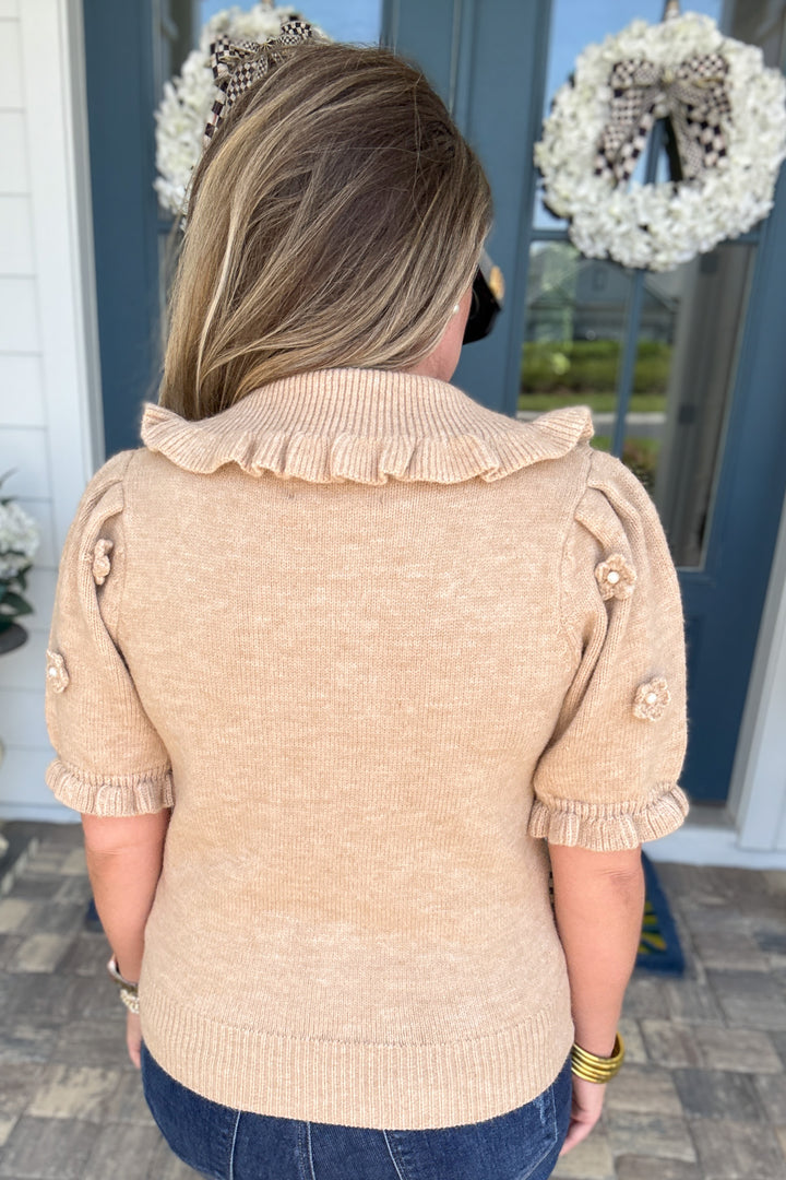 Autumn Garden Pearl Sweater Top - Mocha