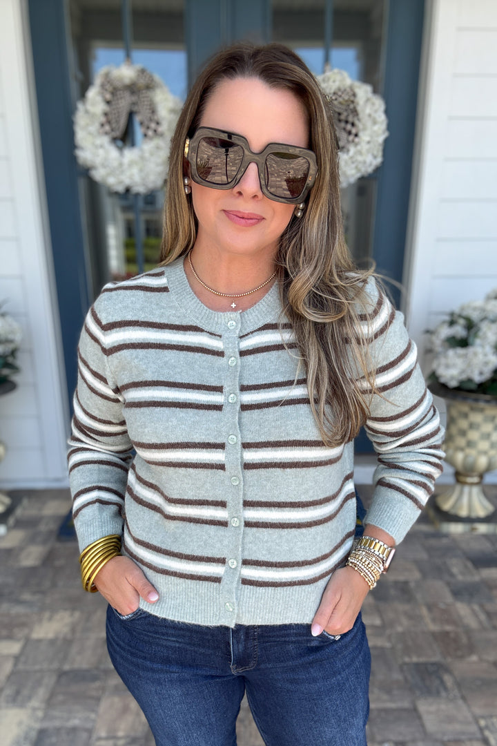 Z Supply: Medina Stripe Cardigan - Aqua Cloud