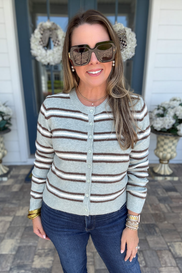 Z Supply: Medina Stripe Cardigan - Aqua Cloud