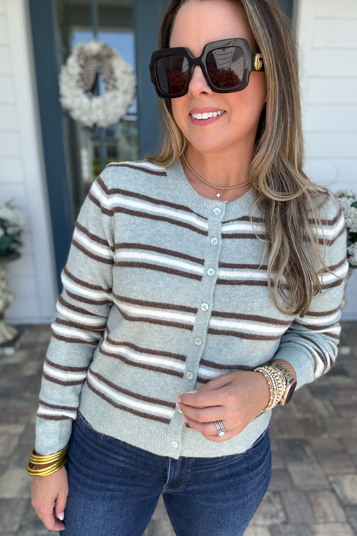 Z Supply: Medina Stripe Cardigan - Aqua Cloud