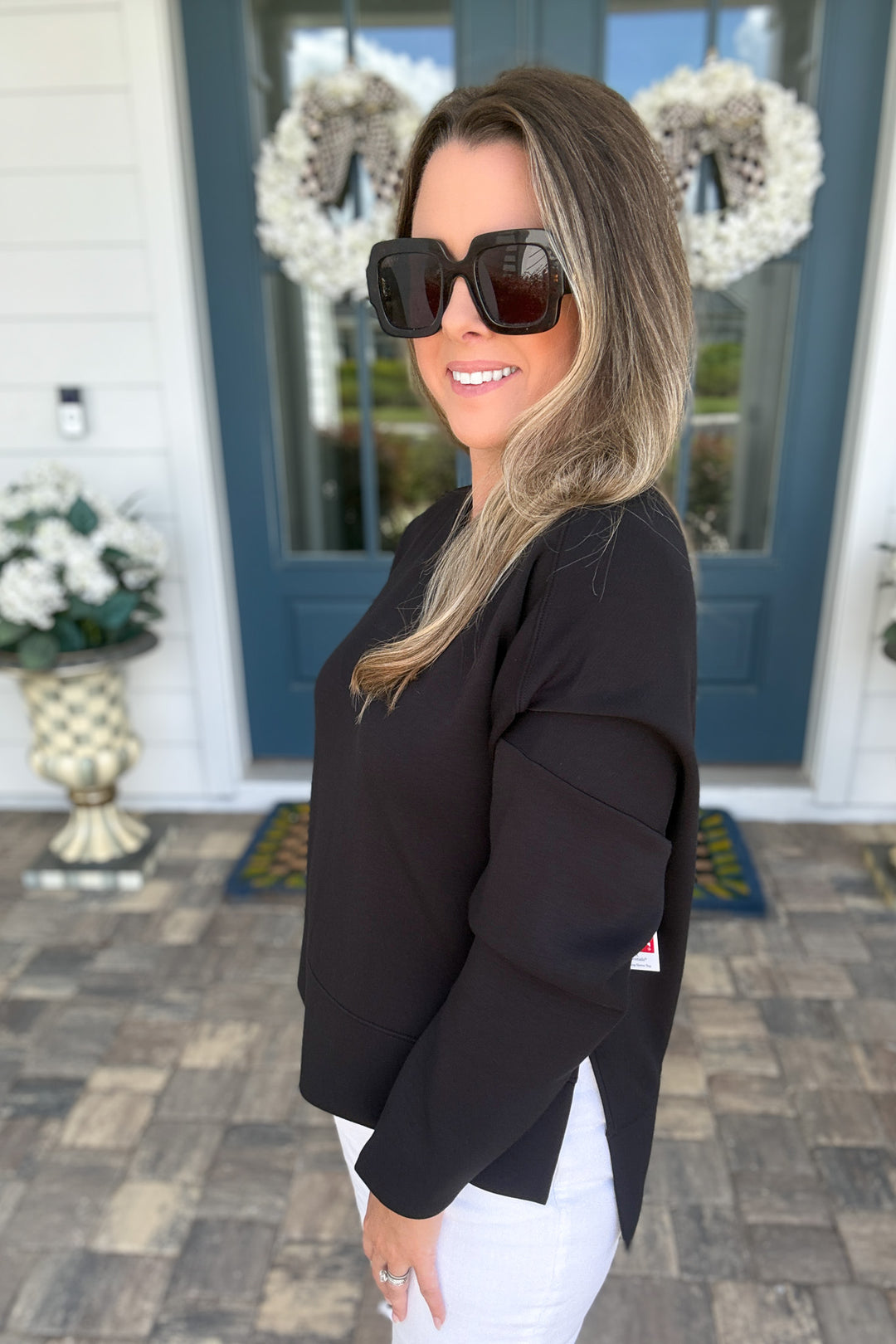 SPANX AirEssentials® Crewneck Long Sleeve Top - Very Black