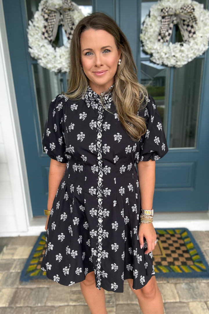 Mary Square: Rory Mini Dress - Moonlit Grace/Black