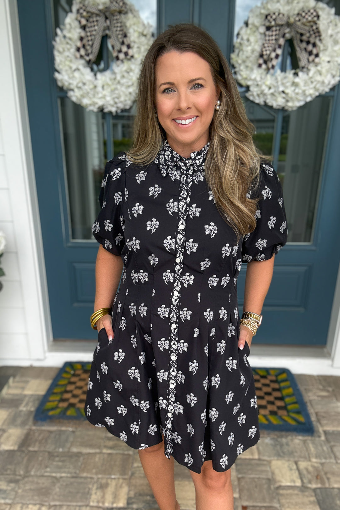 Mary Square: Rory Mini Dress - Moonlit Grace/Black