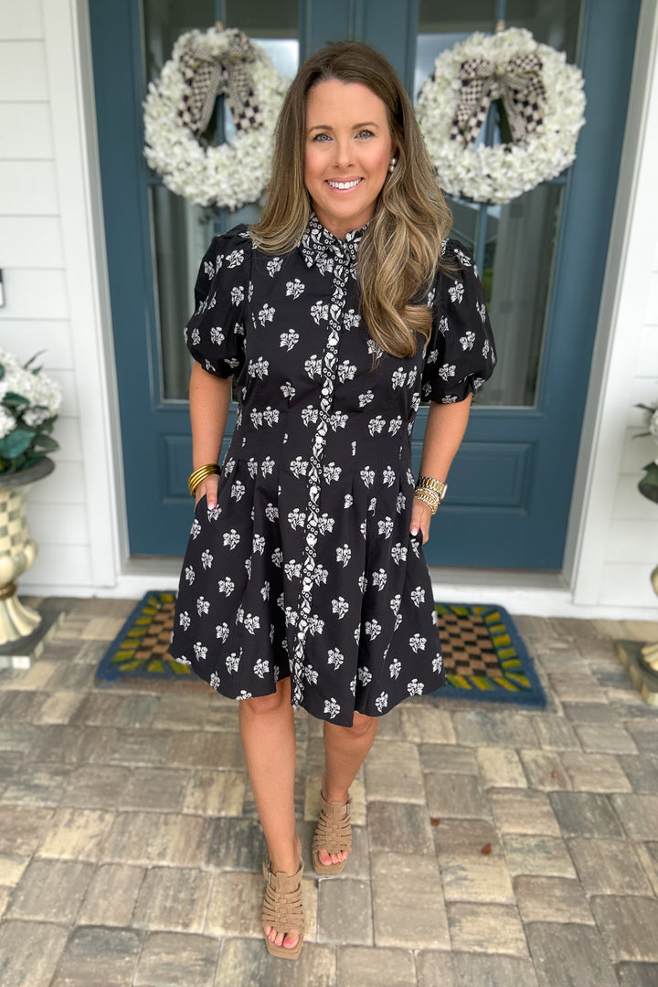 Mary Square: Rory Mini Dress - Moonlit Grace/Black