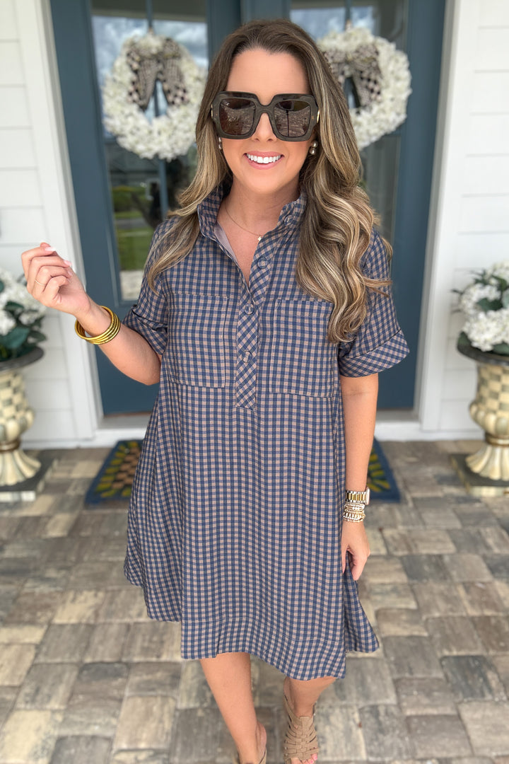 Autumn Check Shirt Dress