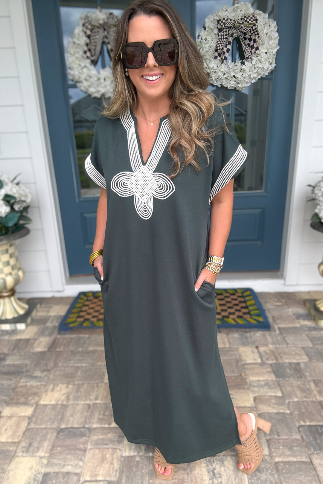 Charleston Dreaming Caftan - Hunter Green