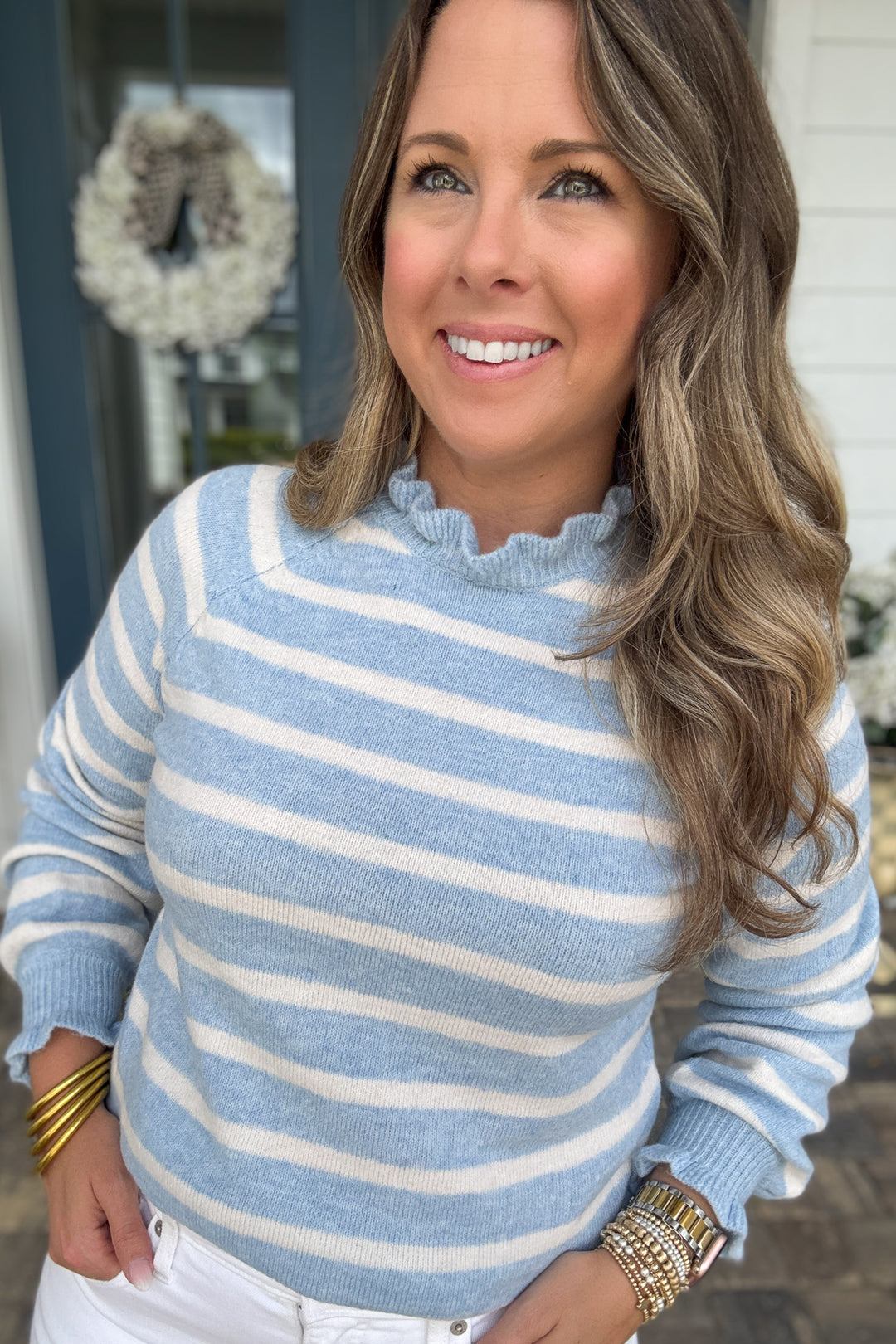 Harbor Mist Striped Sweater