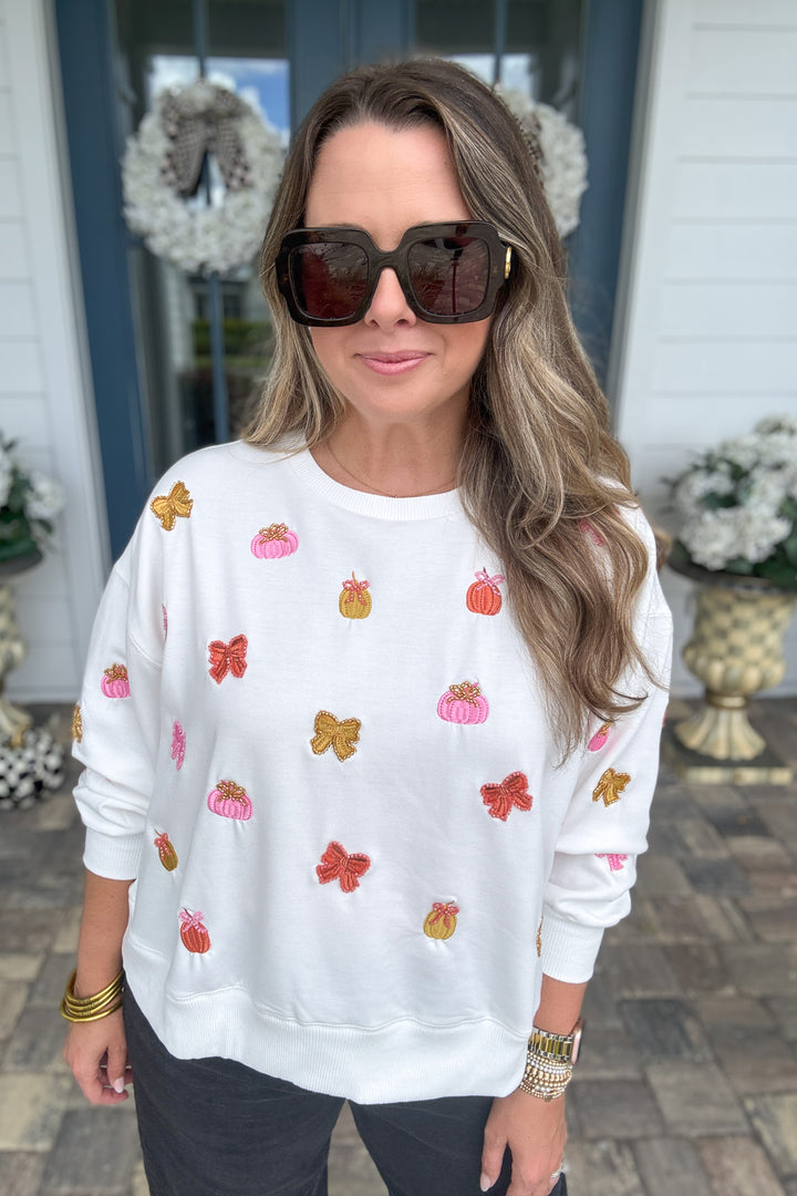 Mary Square: Millie Sweatshirt - Bow Pumpkins