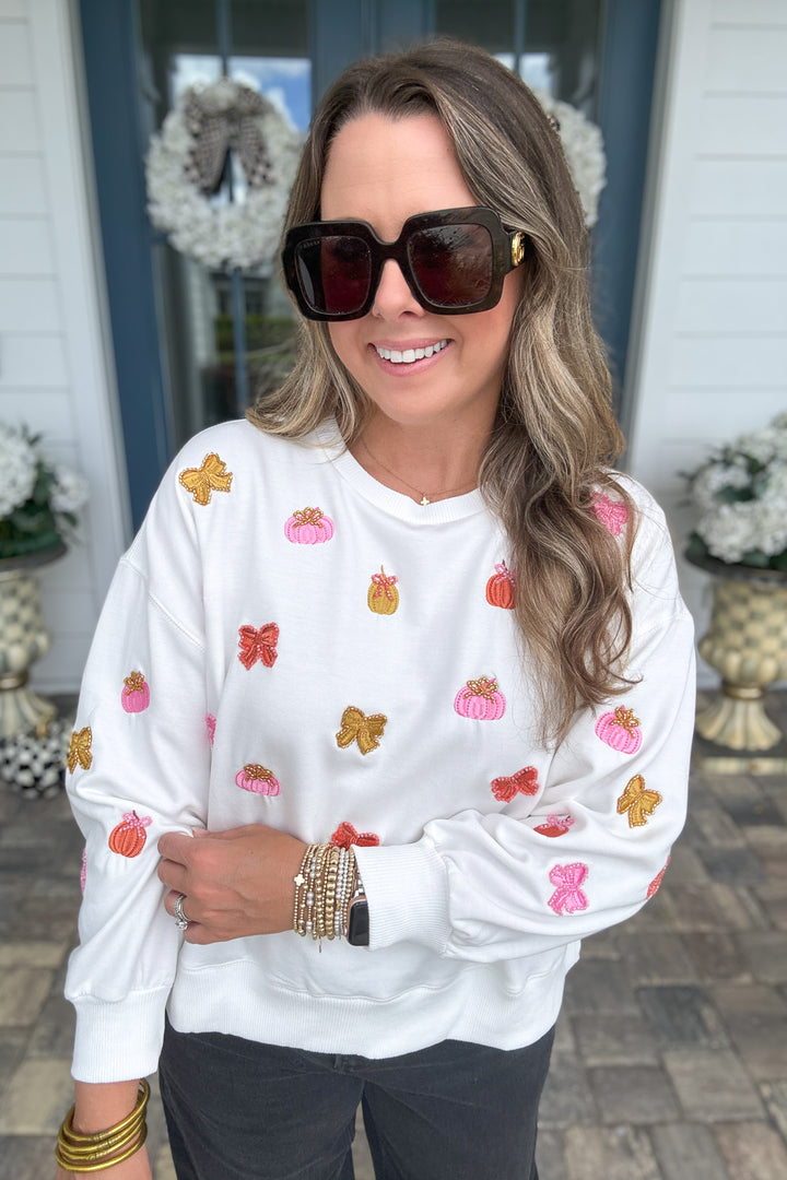 Mary Square: Millie Sweatshirt - Bow Pumpkins