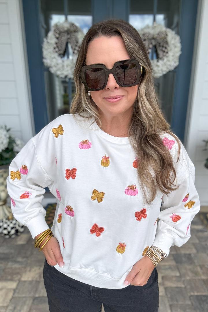 Mary Square: Millie Sweatshirt - Bow Pumpkins