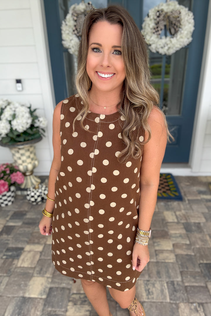 Spot On Mini Dress - Mocha Mousse