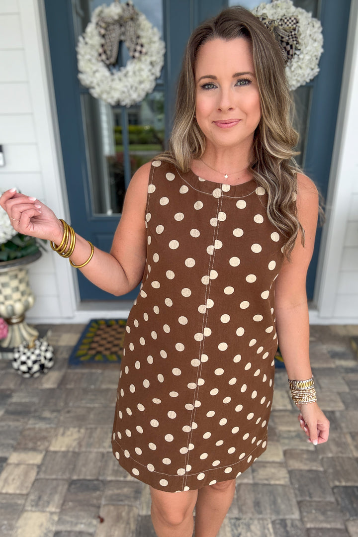 Spot On Mini Dress - Mocha Mousse
