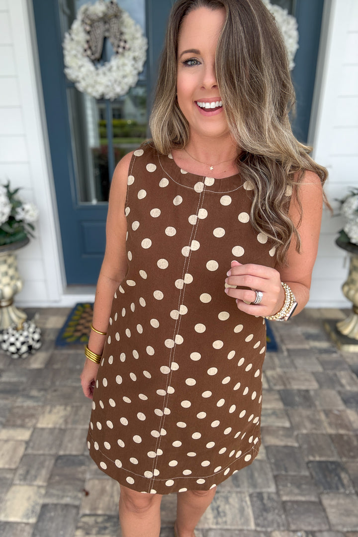 Spot On Mini Dress - Mocha Mousse