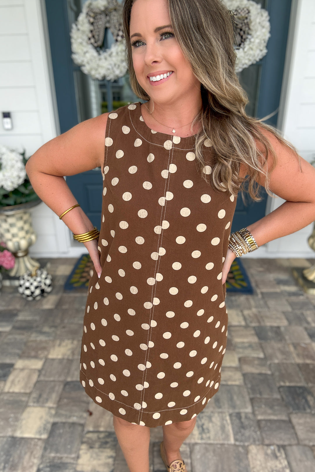 Spot On Mini Dress - Mocha Mousse