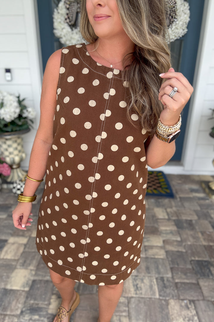 Spot On Mini Dress - Mocha Mousse