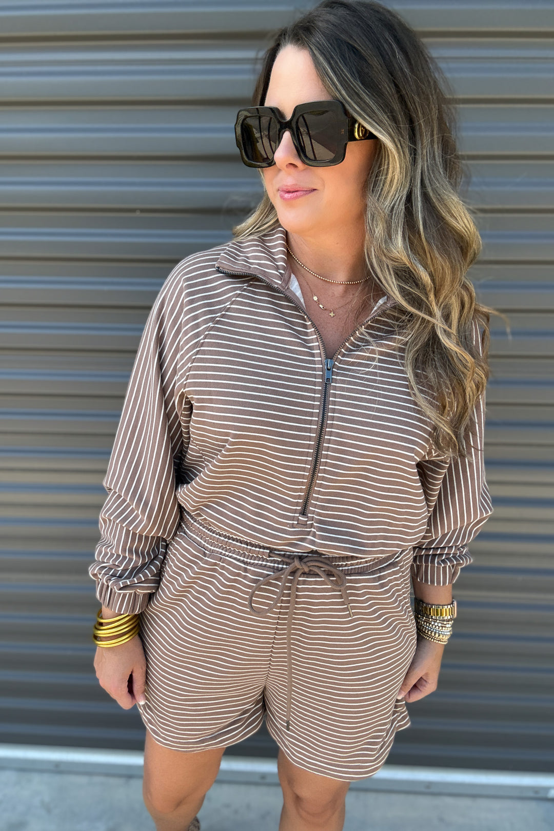Mocha Madness Stripe Romper